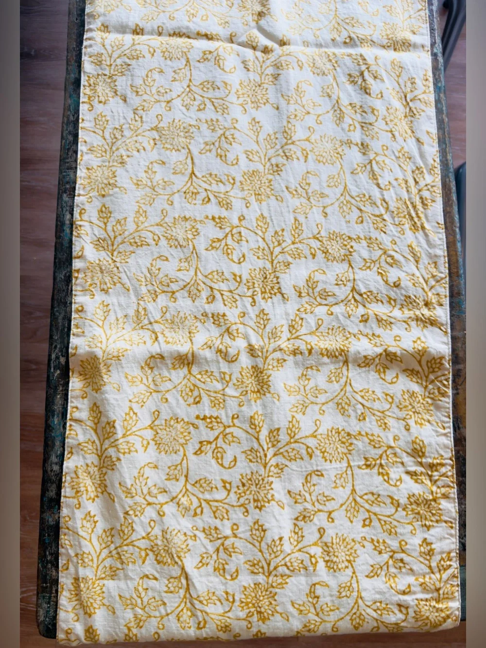 Gold Fall Themed Table Runner, 102” x 16”, Thanksgiving and Autumn Table Decor